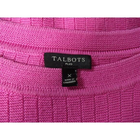 Talbots Plus X (XL) Sweater Pink Tight Knit Pullover Valentines Gold Buttons - Picture 8 of 11